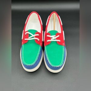 Club Room Men's Boat Blue/Greeb Lace Up Comfy Round-Toe Rainbow Loafer Size 7 M